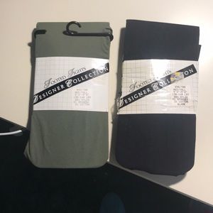 Bundle of two pairs Tights. One olive & one black.